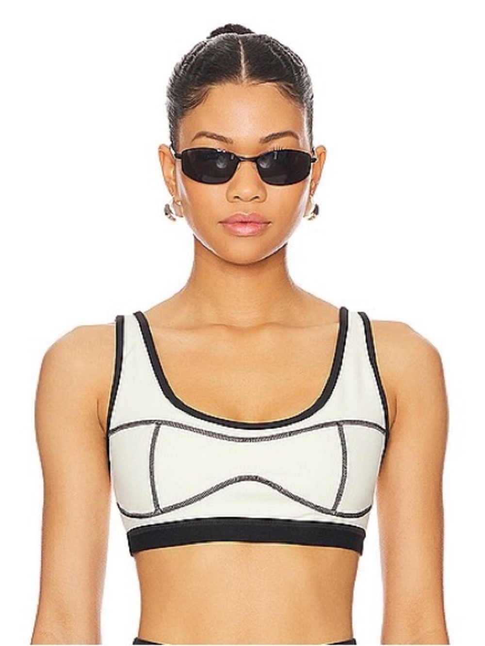 NWT- WE WORE WHAT x Revolve Silhouette Sports Bra in Contrast-Stitch
